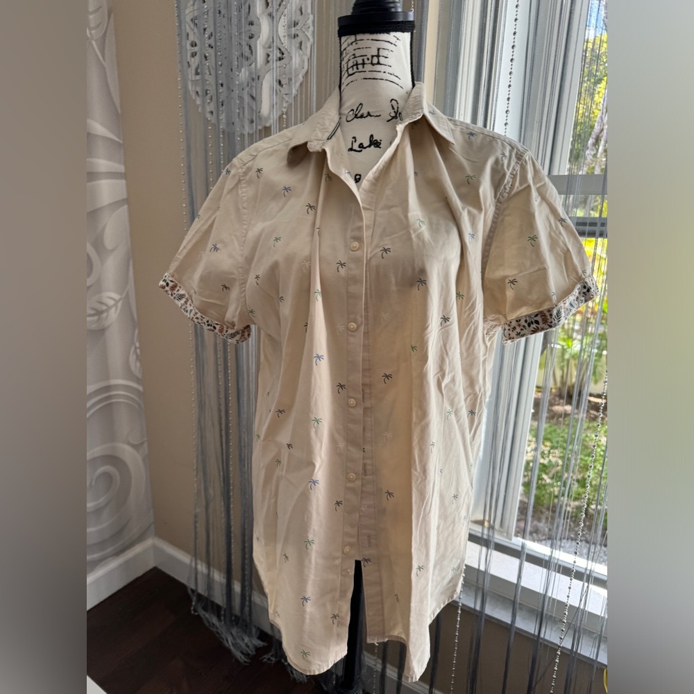 Denim & Flower Light Tan Embroidered Shirt
